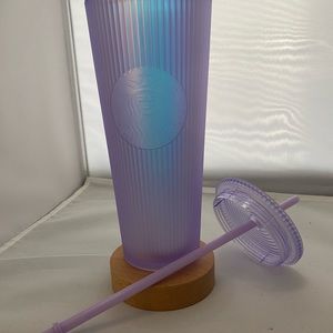Starbucks Lilac Pleated Aurora Iridescent Soft Touch Cold Cup 24oz Fall 2023